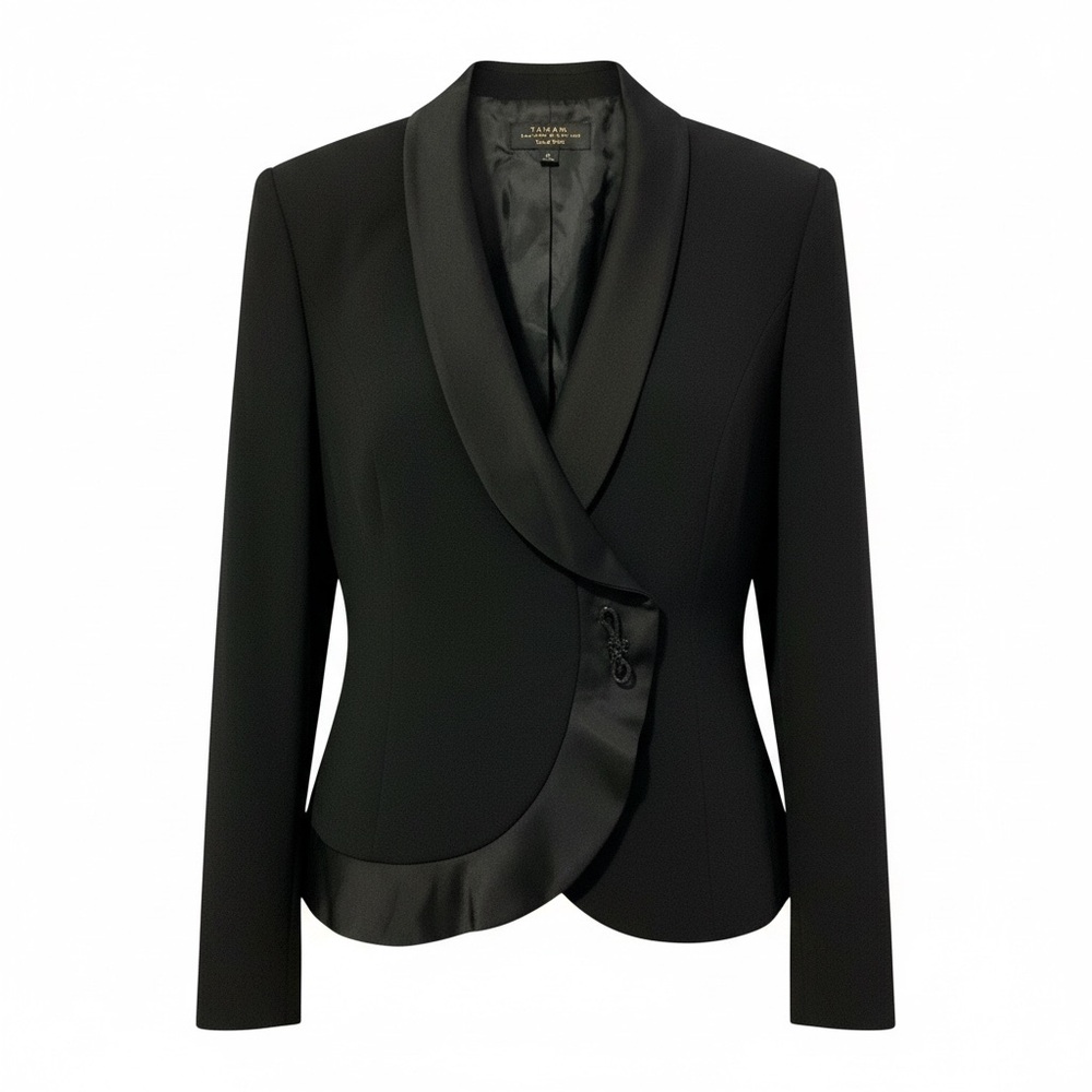 ARTHUR S. LEVINE TAHARI LUXE Lester Tuxedo Blazer 12 20.5” p2p Black $320 NWT - Picture 13 of 14